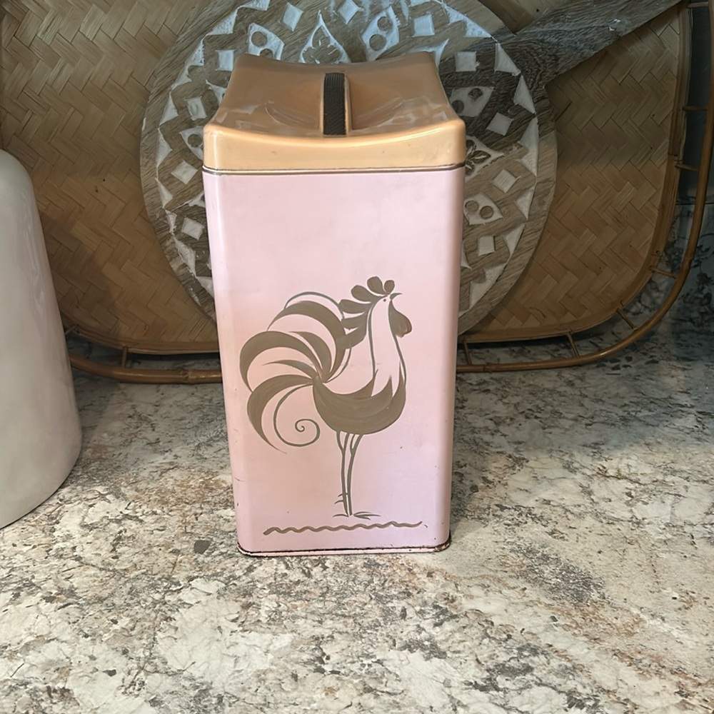 Pink mid century medal retro vintage kitchen canister